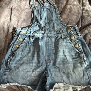 Madewell Blue Denim Overalls with Gold Accents Size small